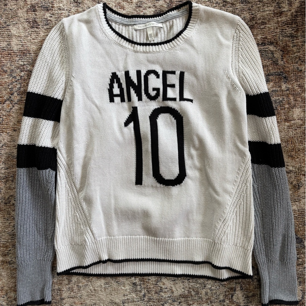 Victoria’s Secret White Sweater with Black 'ANGEL 10' Design